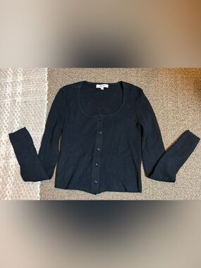 Black Button-Front Women’s Cardigan Sweater